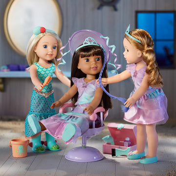 American Girl WellieWishers 14.5-inch Doll Seashell Salon Playset with Hair Extensions that Change Color, For Ages 4+