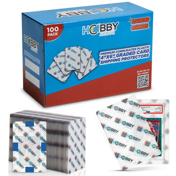 100 Pack Plastic Graded Trading Card Shipping Protector by Hobby Armor, 4" x 6" with Rounded Corners, Translucent Vibrant Multi-Color Plastic Card