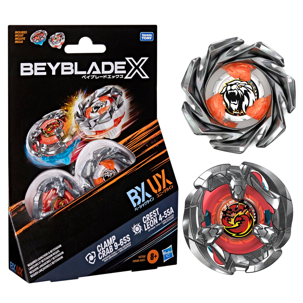 Beyblade X Clamp Crab 9-65S BX & Crest Leon 4-55A UX Dual Pack