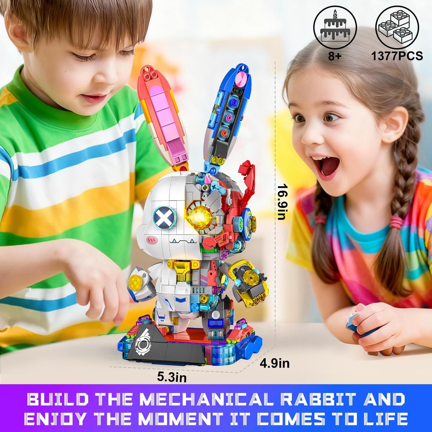 QiqoPoyee STEM Mechanical Cute Animals Bunny Building Blocks Set for Adults