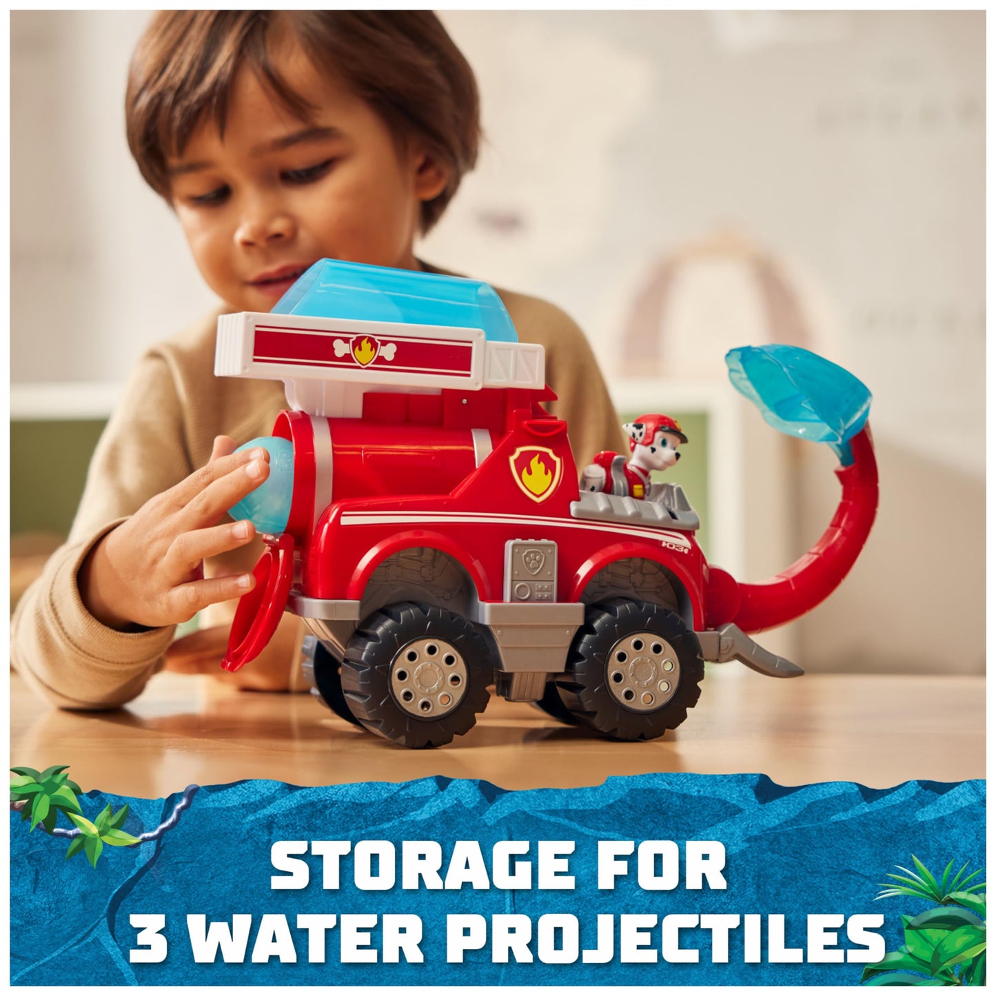 Paw Patrol Jungle Pups, Marshall Elephant Firetruck with Projectile Launcher, Toy Truck with Action Figure, Kids Toys for Boys & Girls Ages 3 and Up