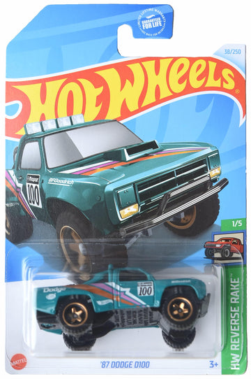 Hot Wheels '87 Dodge D100, Reverse Rake 1/5 [Green] 38/250
