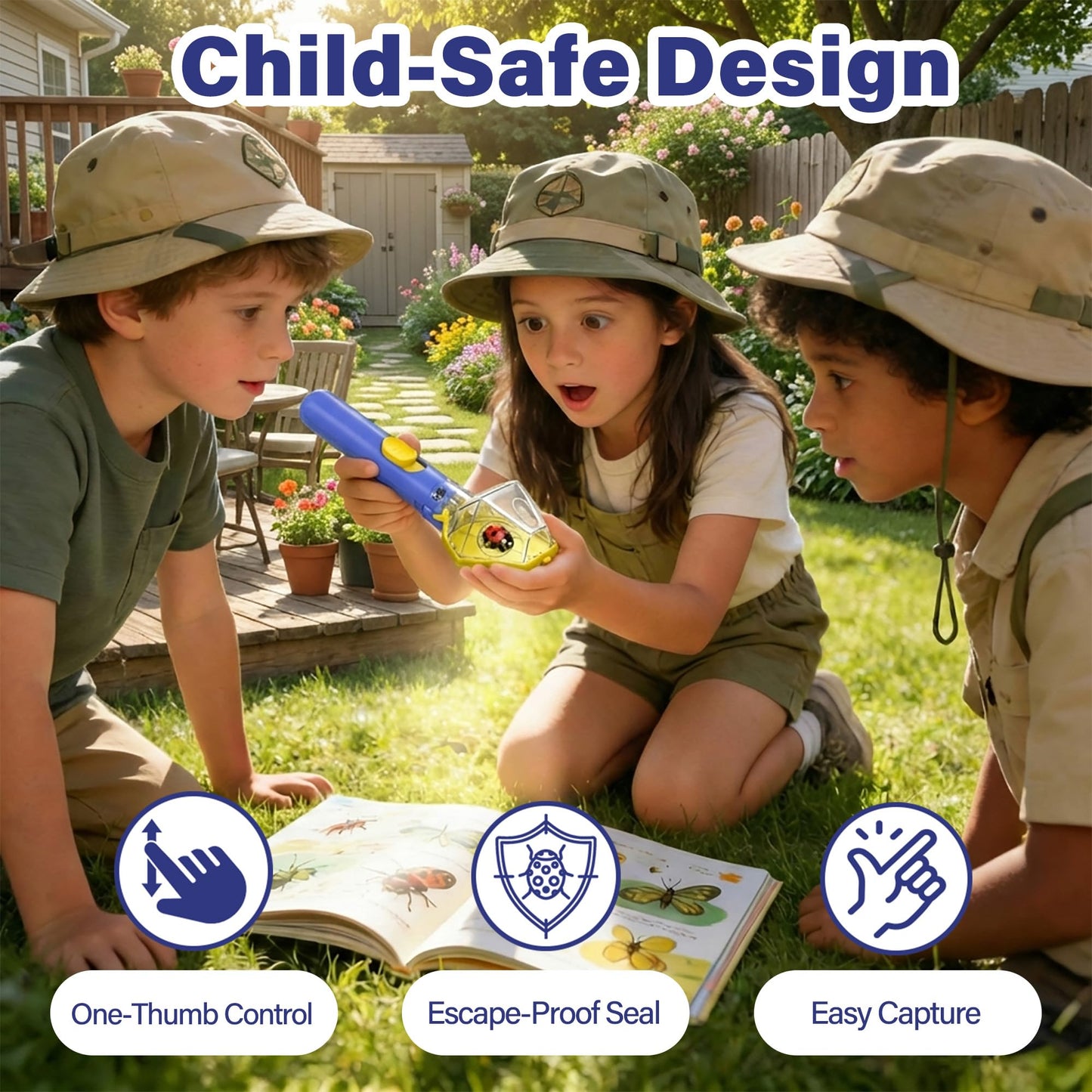 Bug Catcher for Kids with 6X Magnifier, 2 Pack STEM Educational Learning Toys Kit for Boys Girls Ages 3+, Indoor Outdoor Exploration Tool, Backyard