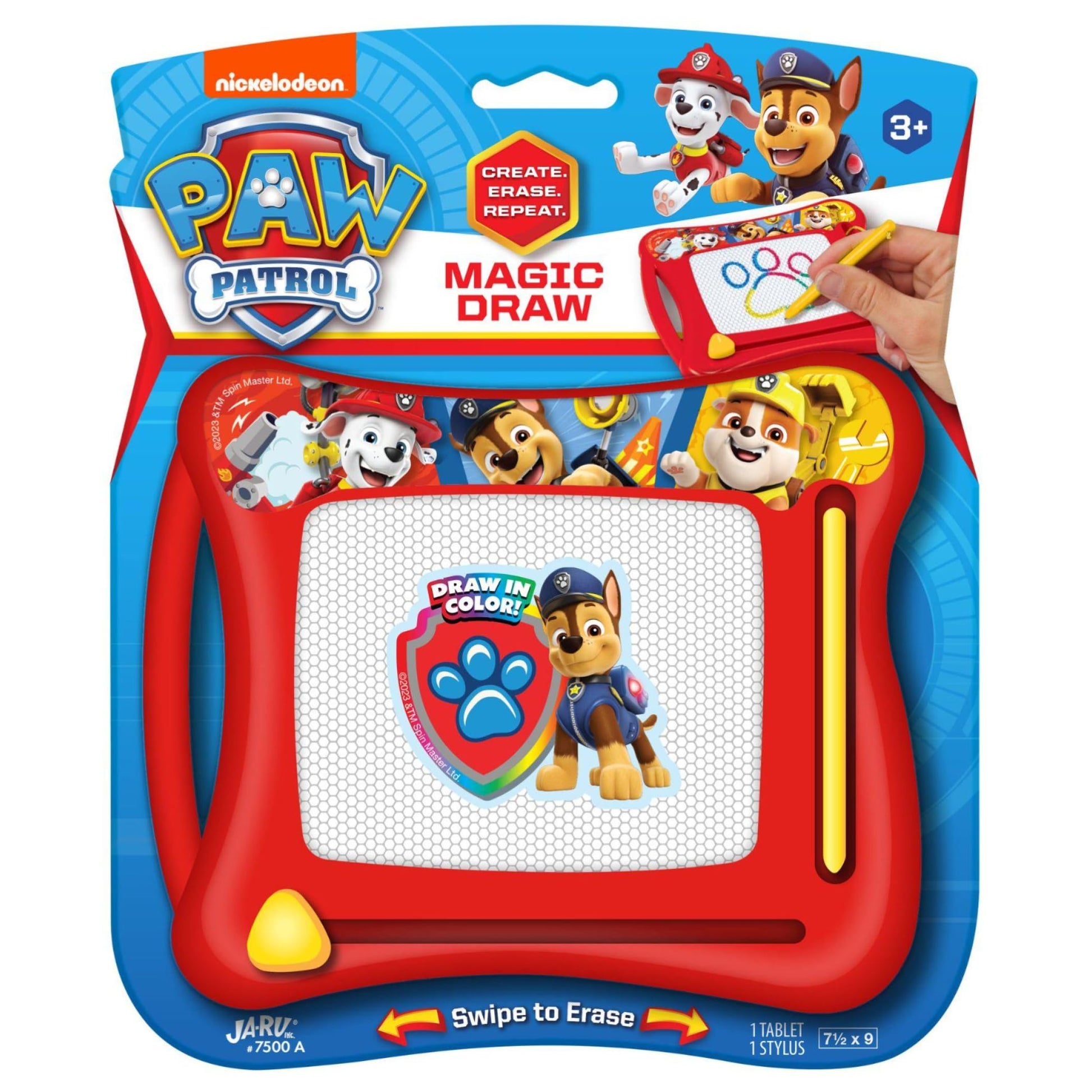 JA-RU PAW Patrol Magic Draw Magnetic Drawing Pad. (1 Unit for Boys) Kids Board Car Trip Toys. Mess-Free Small Write Board Chase, Marshall, Rubble