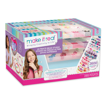 Make It Real - Ultimate Bead Studio. DIY Tween Girls Beaded Jewelry Making Kit. Arts and Crafts Kit Guides Kids to Design and Create Beautiful