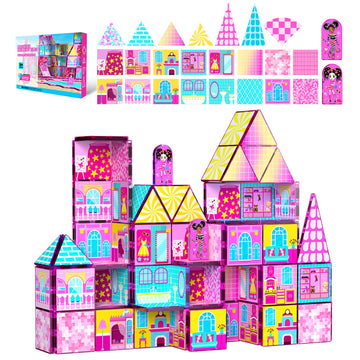 Magnetic Tiles 52PCS Magnetic Building Blocks for Kids Ages 3-5 4-8, STEM Montessori Preschool Classroom Must Haves, Toddler Sensory Educational Toys