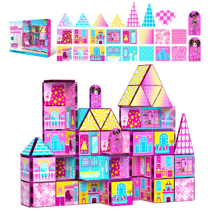 Magnetic Tiles 52PCS Magnetic Building Blocks for Kids Ages 3-5 4-8, STEM Montessori Preschool Classroom Must Haves, Toddler Sensory Educational Toys