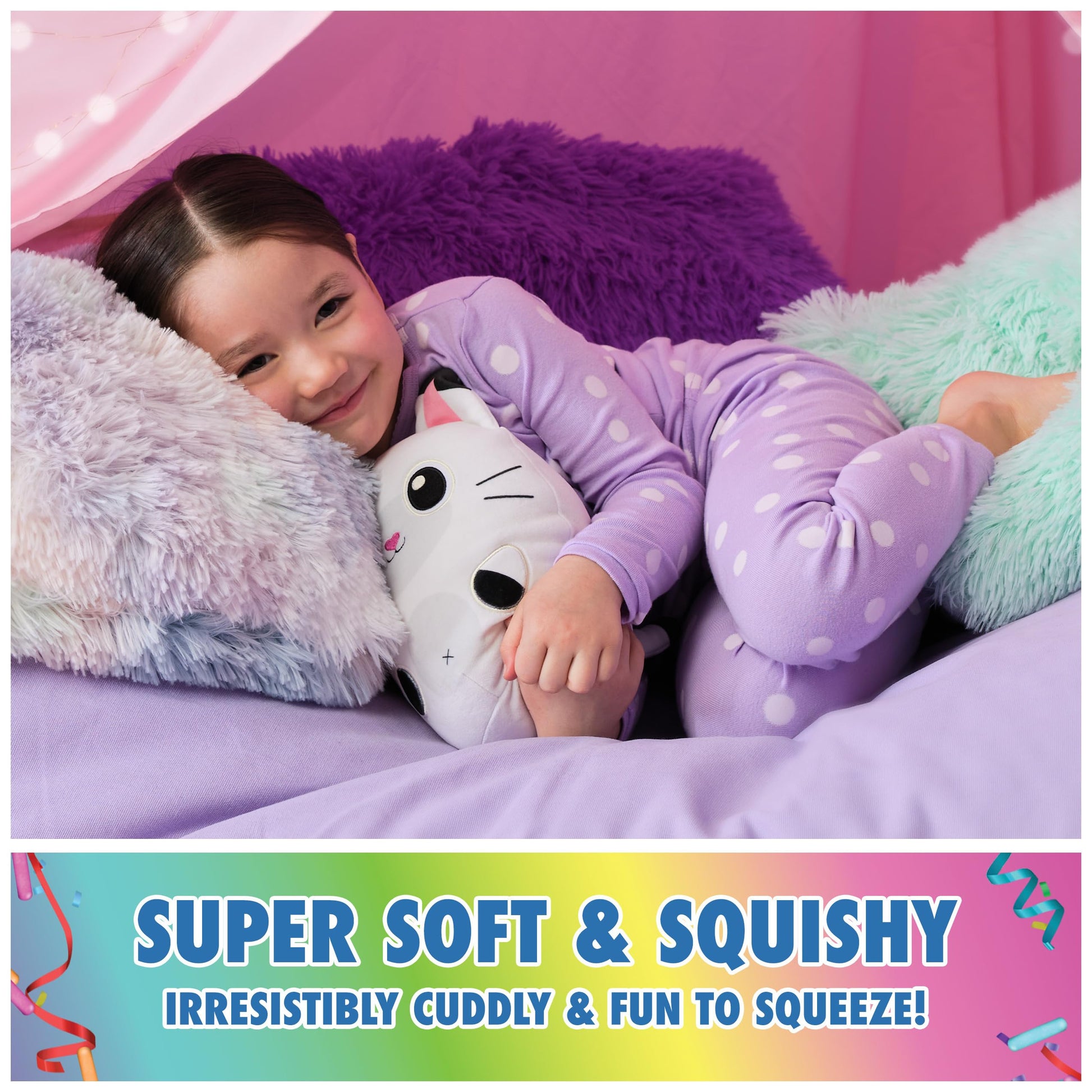 Gabby’s Dollhouse Official Pandy Paws 8-Inch Squishy Plush Toy for Ages 1+