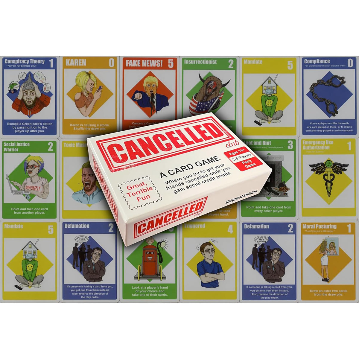 Continuum Games: Cancelled Club - Hilarious Social Party Card Game Where Friends Get Cancelled, Conspiracy-Defamation-Fake News, Ages 14+, 2-5 Players