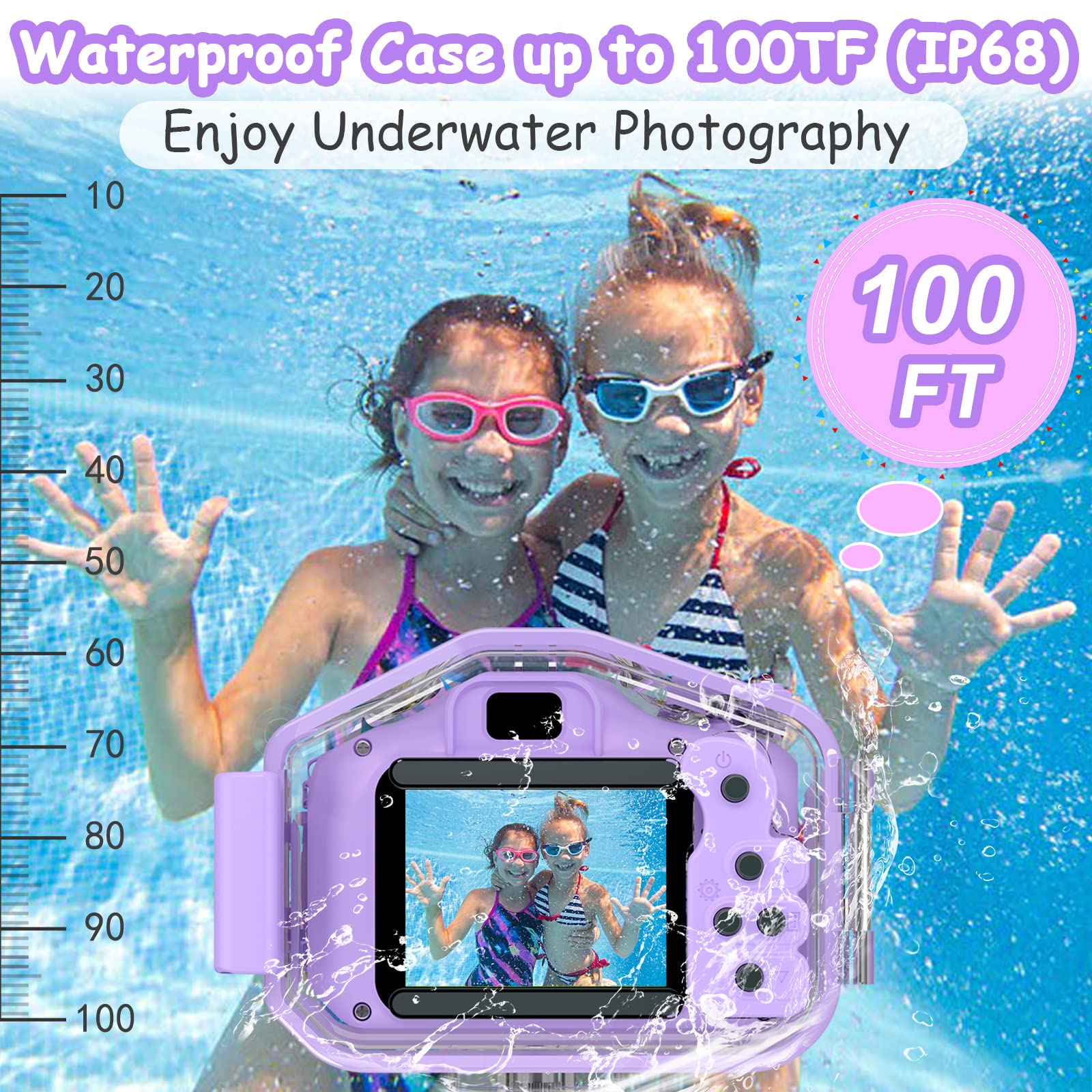 Agoigo Kids Waterproof Camera - Children Underwater HD Video Digital Camcorder, Portable Travel Toy for Toddler - Ideal Christmas Birthday Gifts for