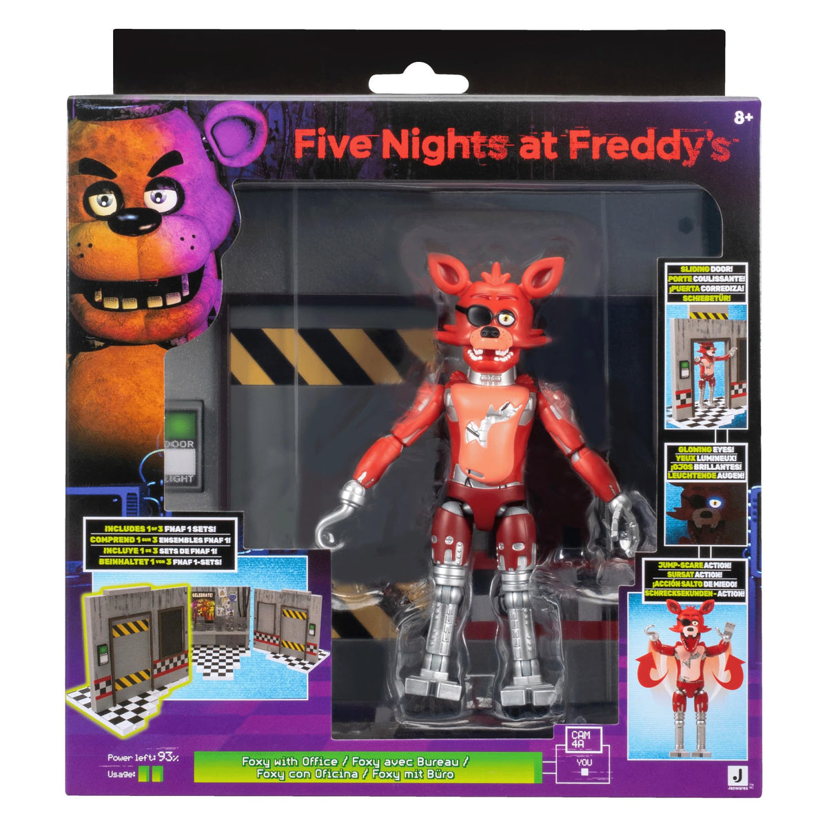 Jazwares Five Nights at Freddy’s Classic Foxy Office Set - 5-Inch Articulated Figure with Jumpscare Feature, Glow-in-The-Dark Eyes, and Optical