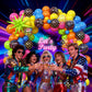90s 80s Neon Balloon Arch Kit, 152pcs Disco Theme Party Decorations with Foil Star UV Neon Luminous Fluorescent Balloons for Back to 90s 80s Hip