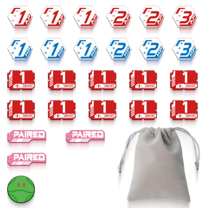 Auralvia 26pcs Acrylic Tracking Tokens Compatible with Gundam TCG: Premium HARO, Damage, AP & HP Markers for Tabletop Card Games (26)