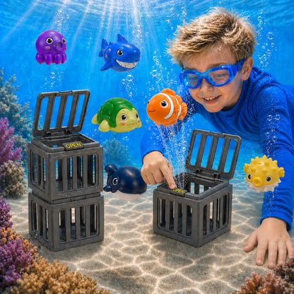 Pool Diving Toys for Kids, 6PCS Underwater Dive Rescue Toys for Pool Game