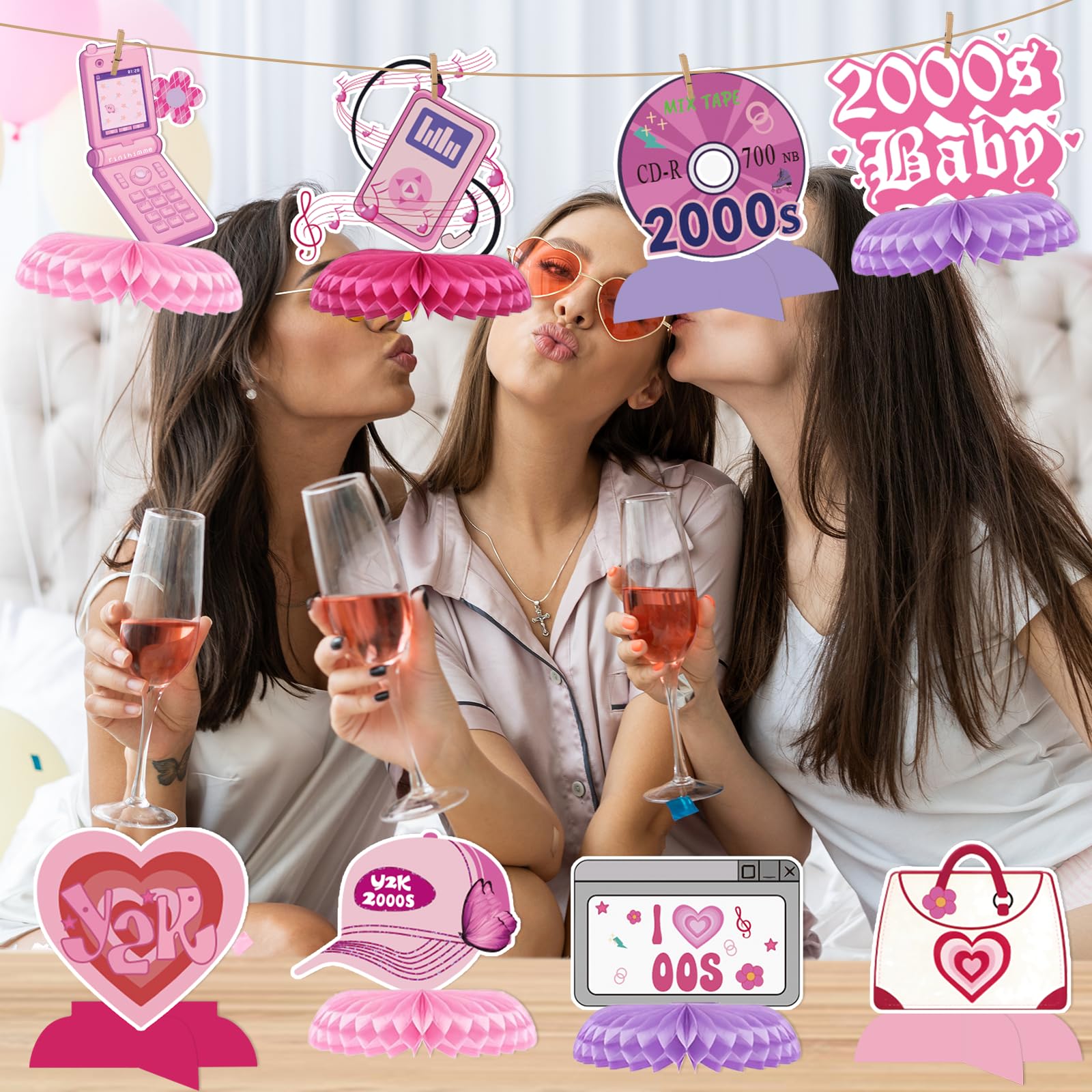 2000s Party Decorations - Y2k Birthday Decorations Y2k Decorations Party Early 2000s Decor 00's Honeycomb Centerpieces