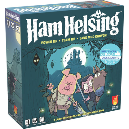 Ham Helsing - Cooperative Monster Adventure Board Game | 1-4 Players, Ages 10+, 60-90 Min | Deck-Crafting with Transparent Cards | Spooky Halloween