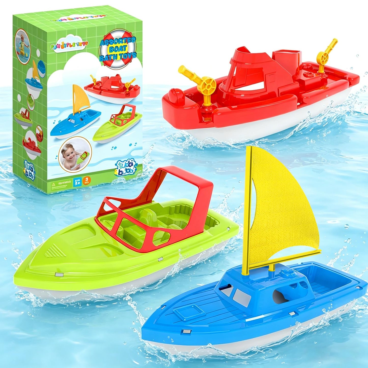 Toy Boat Fleet for Toddlers, Floating Water Play Boats for Pool, Bath & Beach, Colorful Boat Set for Kids Ages 3-5