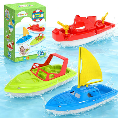 Toy Boat Fleet for Toddlers, Floating Water Play Boats for Pool, Bath & Beach, Colorful Boat Set for Kids Ages 3-5