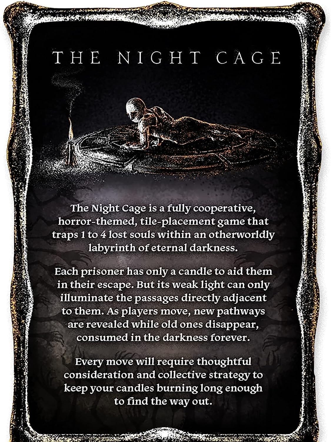 The Night Cage by Smirk and Dagger | Cooperative Candlelit Horror Strategy Game | Tile Laying Labyrinth Escape Adventure | for 1 to 5 Players | Ages