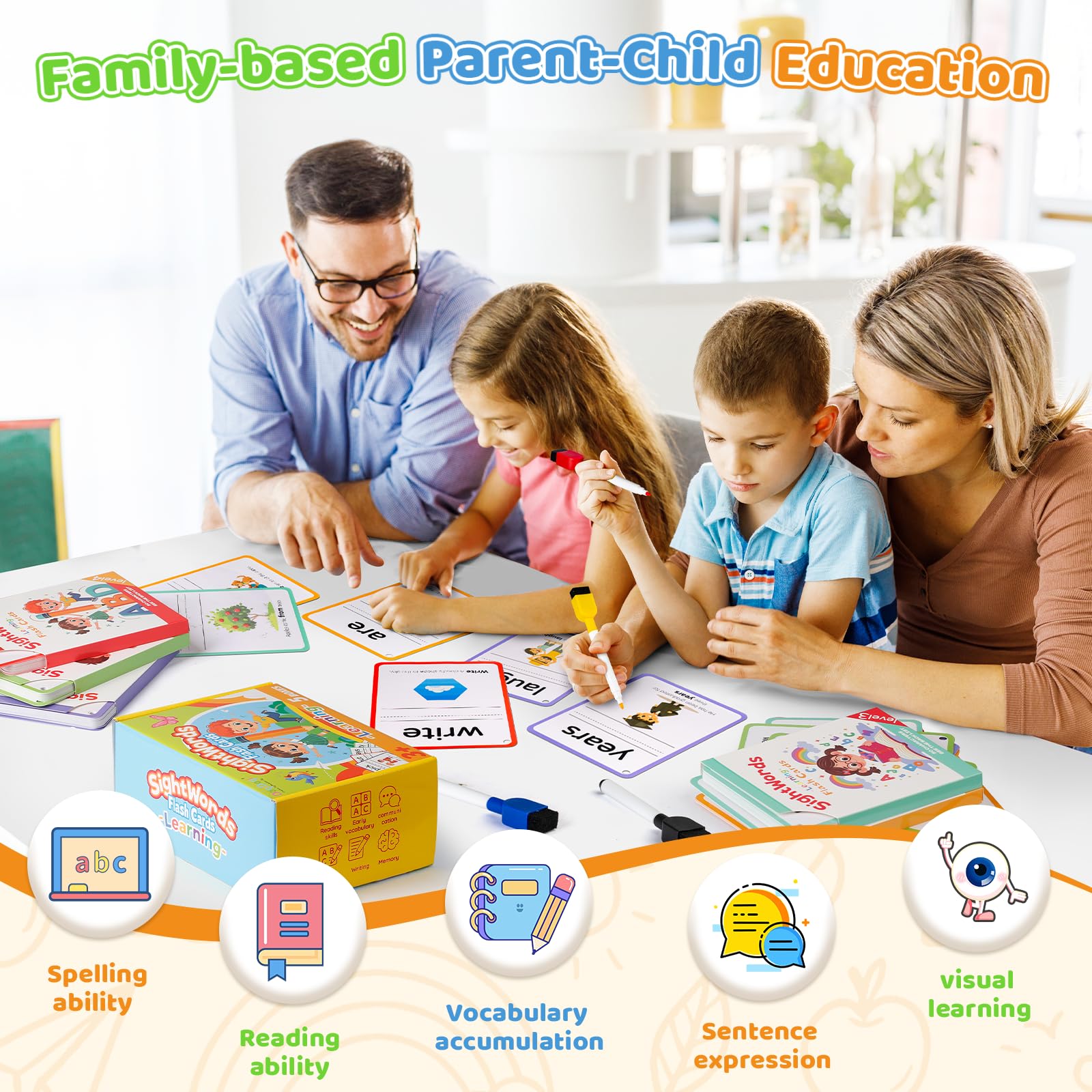 DEGIDEGI Big Size Sight Words Flash Cards Kindergarten, 250 Dolch Sight Words Game with 5 Levels, Preschool Toddler Flash Card for Writing Reading