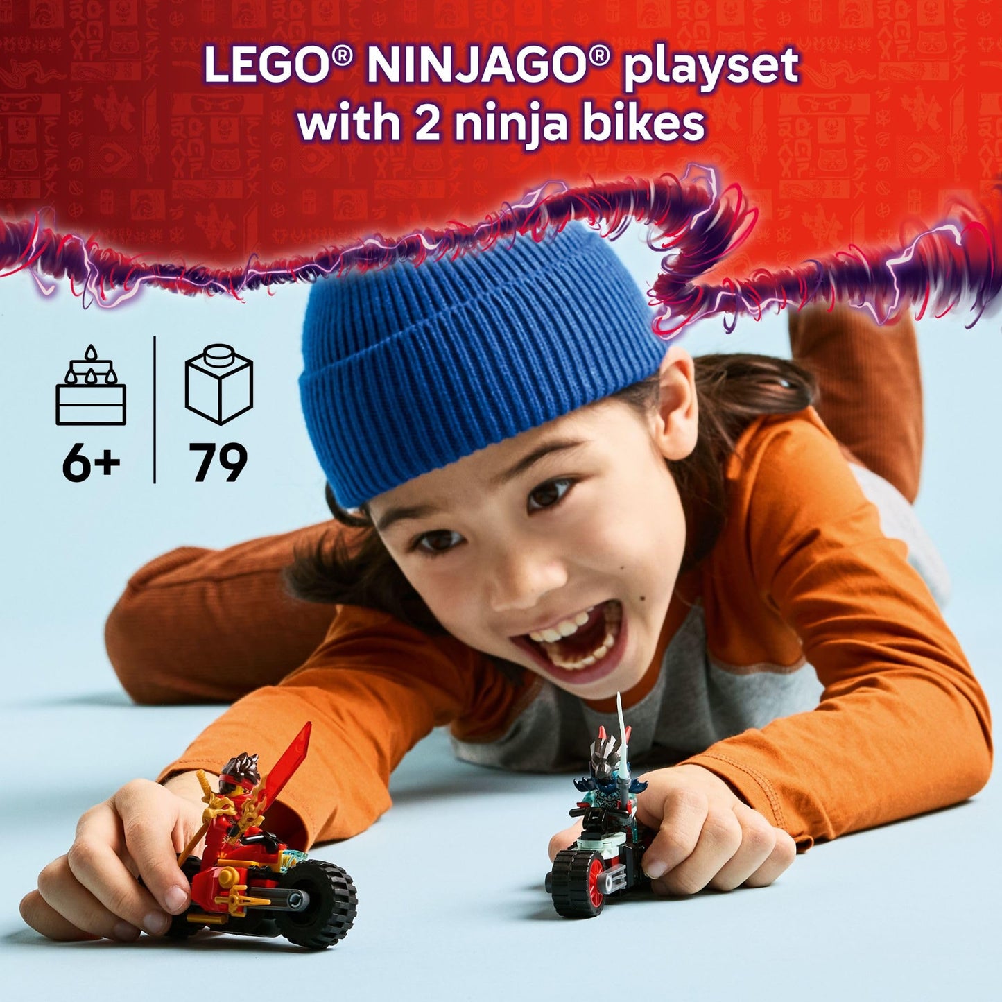 LEGO NINJAGO Kai's Motorcycle Speed Race Building Toy for Kids - Pretend Play Motorcycle Toy with 2 Minifigures - Building Blocks for Boys & Girls