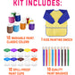 The Mega Deals Kids Painting Set - Washable Non-Toxic Finger Paints (10 Colors of 2 oz) with 10 Paint Cups, 10 Brushes, Kids Smock Mess-Free Toddler