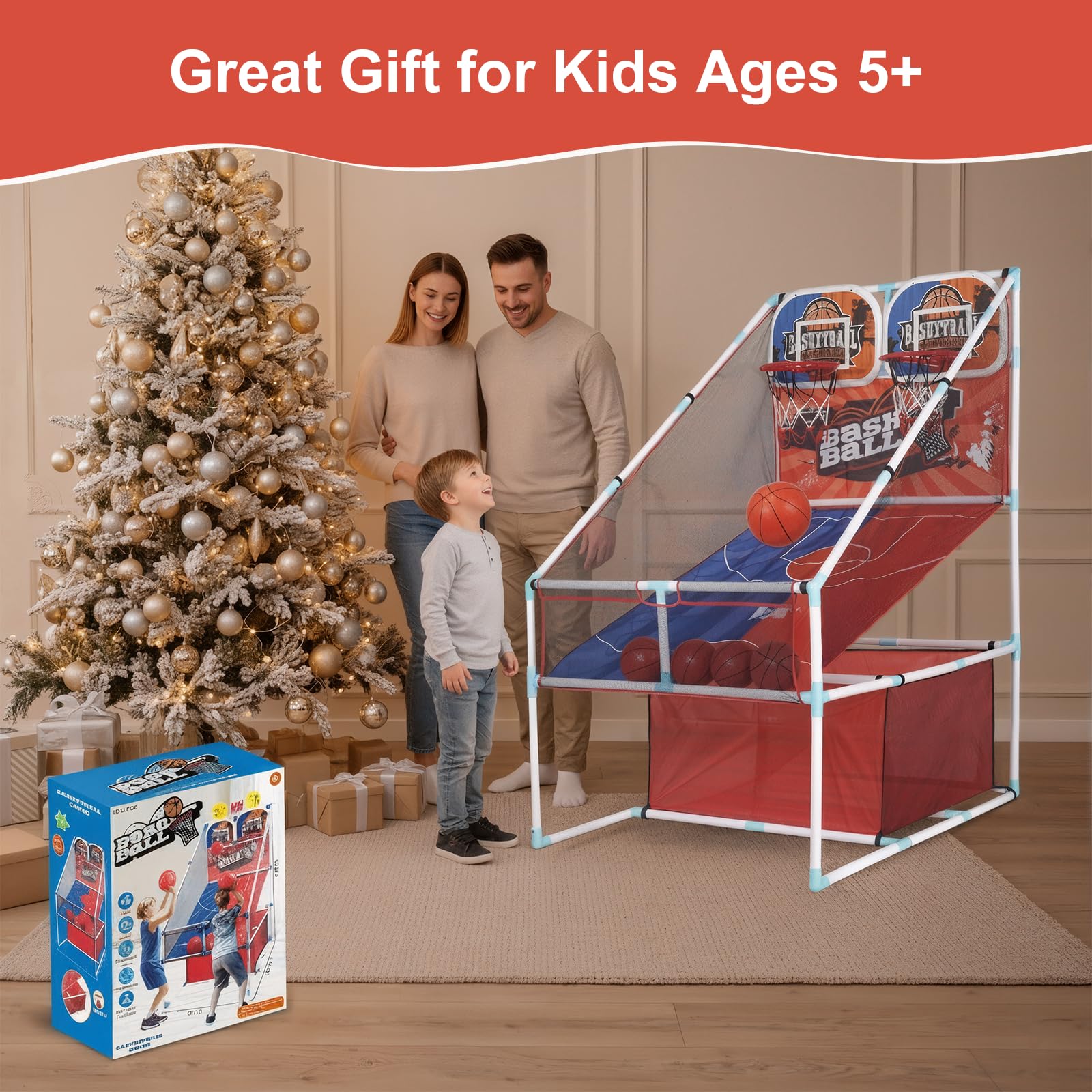 Basketball Arcade Game, Double Basketball Hoop indoor Sports Game for kids