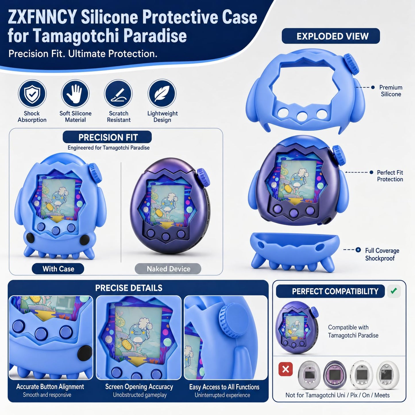 Ultimate Protective Cover for Tamagotchi Paradise,Shockproof, Scratch-Resistant & Super Soft Silicone Case with Secure Lanyard for Tamagotchi Cover