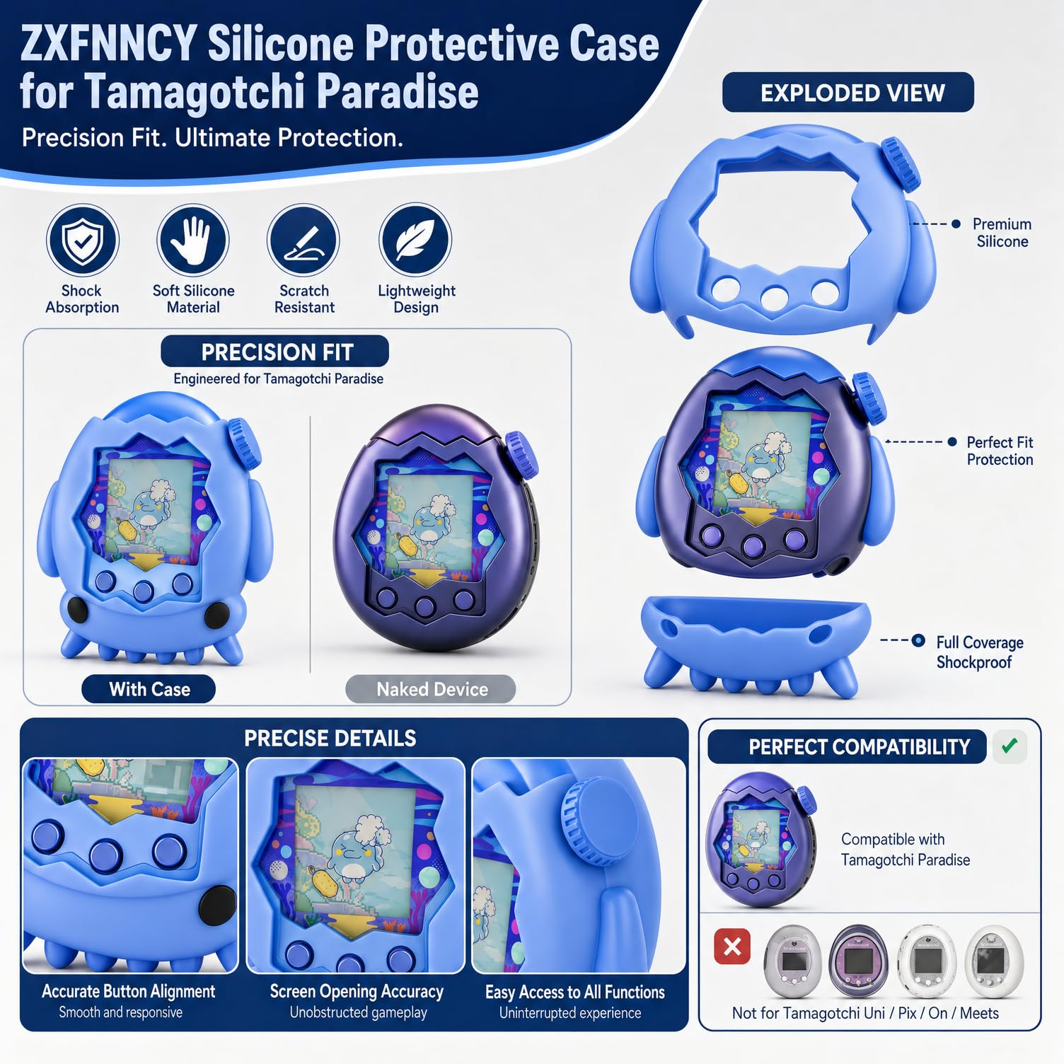 Ultimate Protective Cover for Tamagotchi Paradise,Shockproof, Scratch-Resistant & Super Soft Silicone Case with Secure Lanyard for Tamagotchi Cover