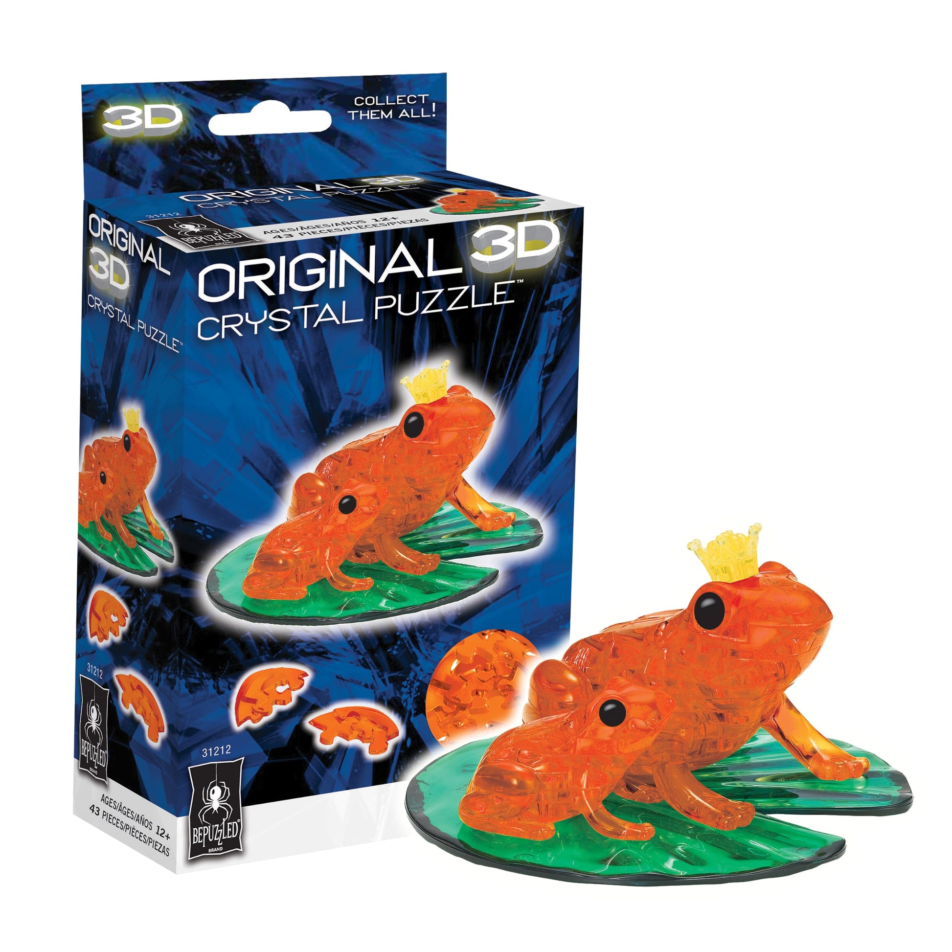 Orange Frog Crystal 3D Puzzle, 43-Pc Brain Teaser, Ages 12+