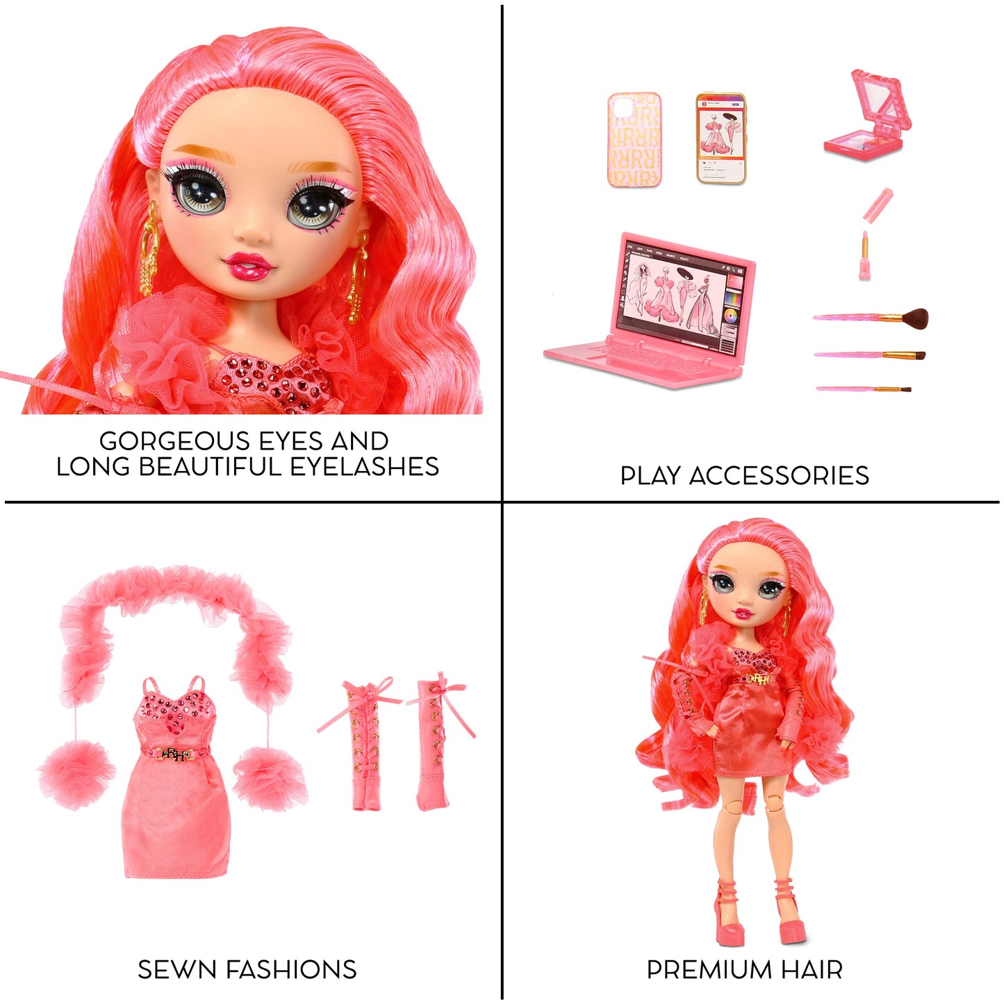 Rainbow High Priscilla- Pink Fashion Doll. Fashionable Outfit & 10+ Colorful Play Accessories. for Kids 4-12 Years Old and Collectors.