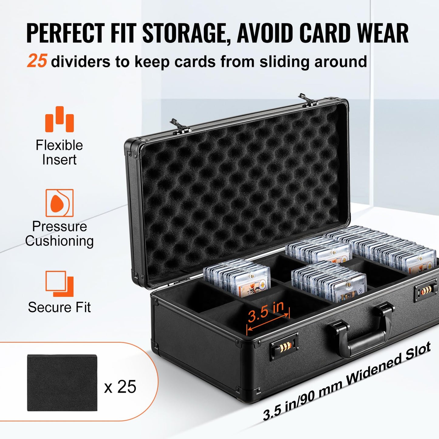 VEVOR 162 PSA Graded Sports Card Holder Box - 5 Slot Case with Coded Lock - Holds 115 BGS, 130 SGC or 999+ Loose Cards