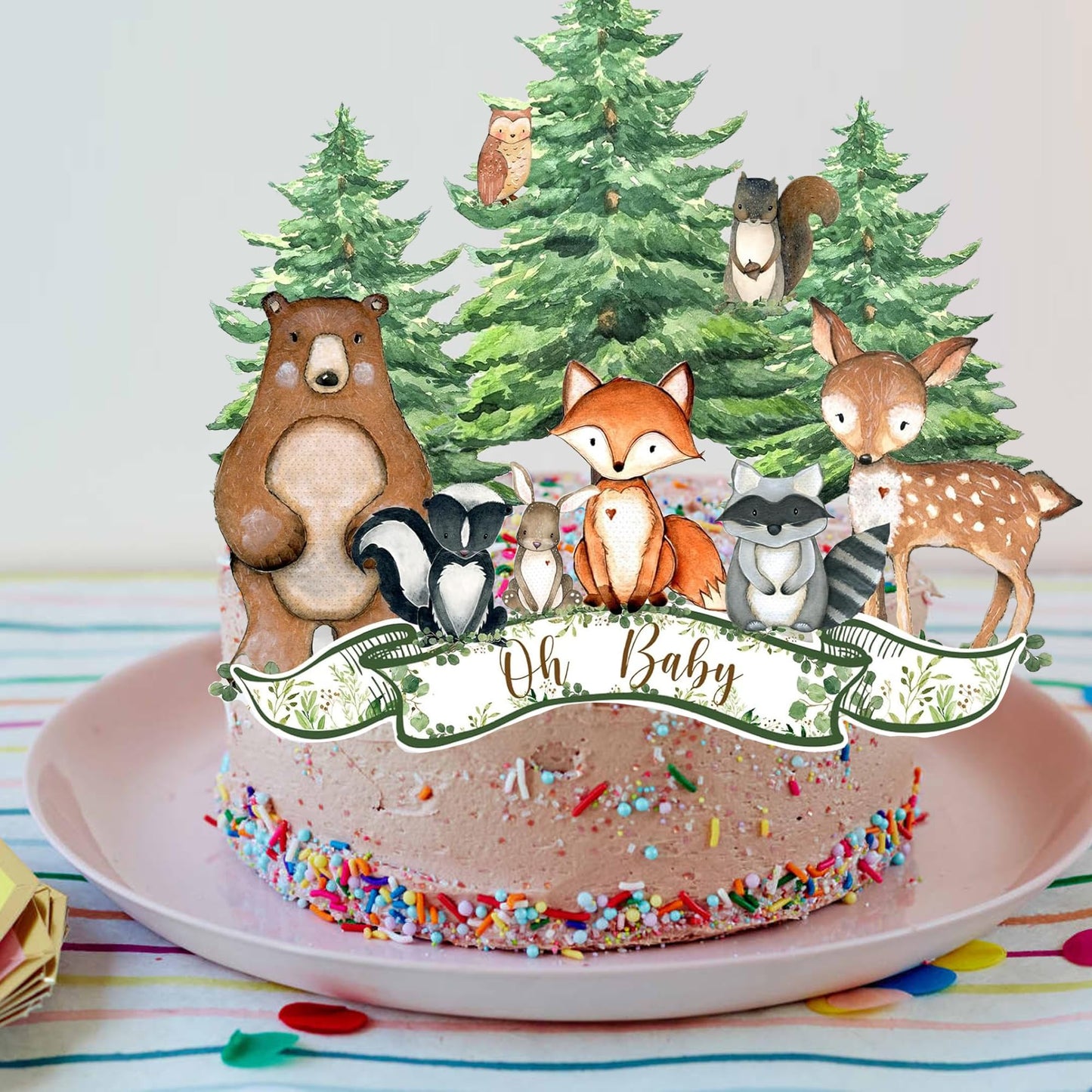 Woodland Animals Party Decorations - Cake Toppers, Cupcake Picks & Table Centerpieces for “Wild One” Camping, Baby Showers and Birthdays Party