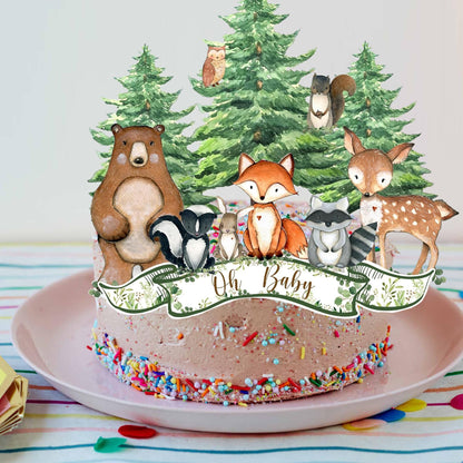 Woodland Animals Party Decorations - Cake Toppers, Cupcake Picks & Table Centerpieces for “Wild One” Camping, Baby Showers and Birthdays Party