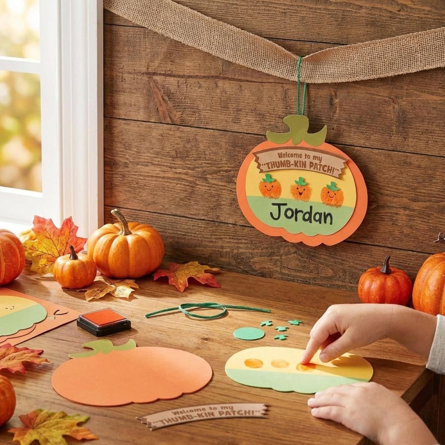 Fun Express Thumbprint Pumpkin Patch Craft Kit - Makes 12 - DIY Halloween Crafts for Kids
