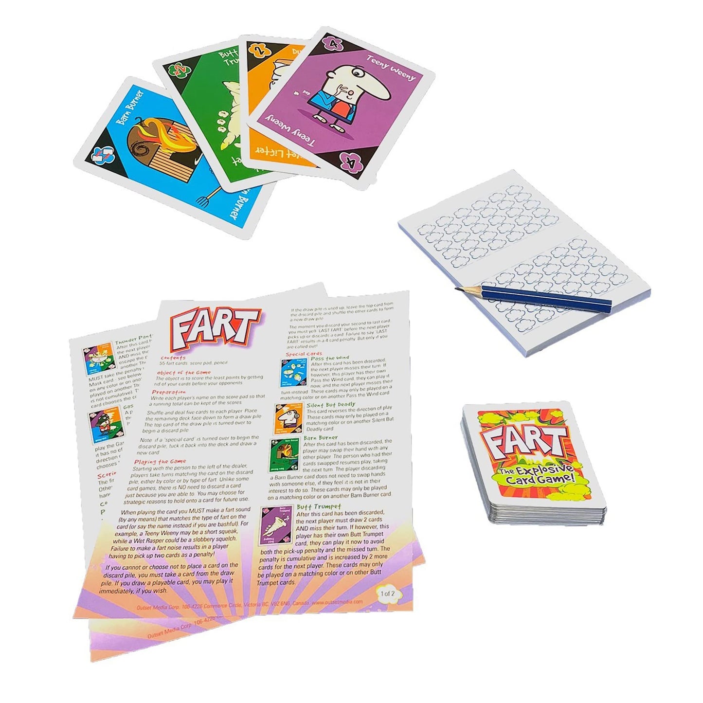 Fart - The Explosive Card Game - Easy to Learn Fast Flatulent Fun, Kids Family & Friends Party Game, Funny Fast Acting, Toilet Humor, Outset Media