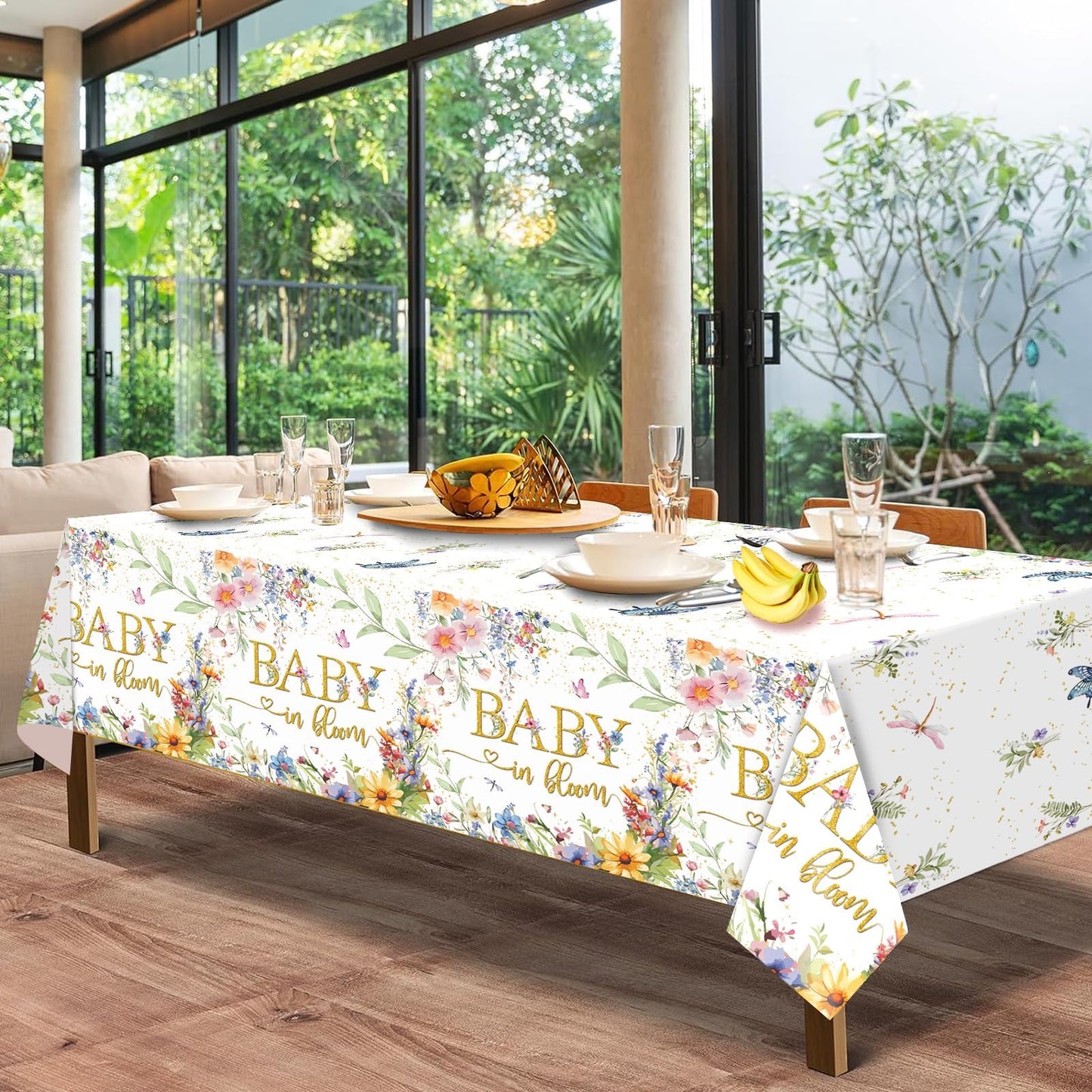 Yavxzvbw 3 Pack Baby in Bloom Table Cloth Baby in Bloom Baby Shower Decorations Wildflower Table Cloth Baby Shower Decorations, 54 × 108 inch