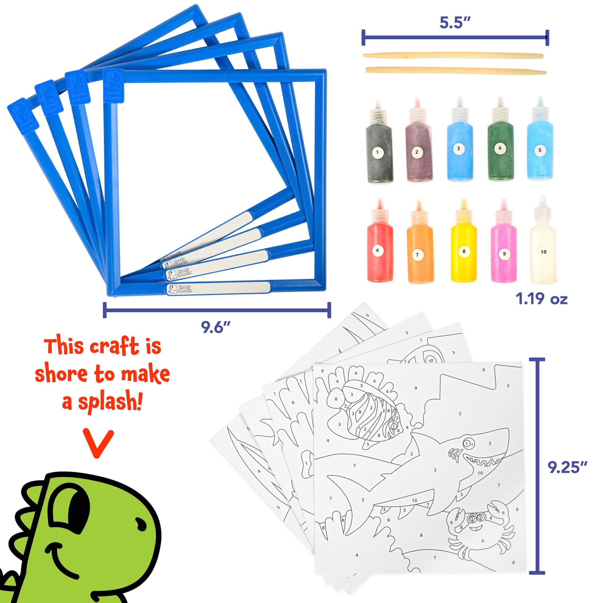 READY 2 LEARN Sand Art Painting | Sea Life | 4 Underwater Scenes | 10 Colors - Sand Art Kits for Kids Ages 4-8