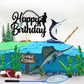18 PCS Gone Fishing Cake Topper Decoration for Fisherman Themed Birthday Retirement Party Supplies