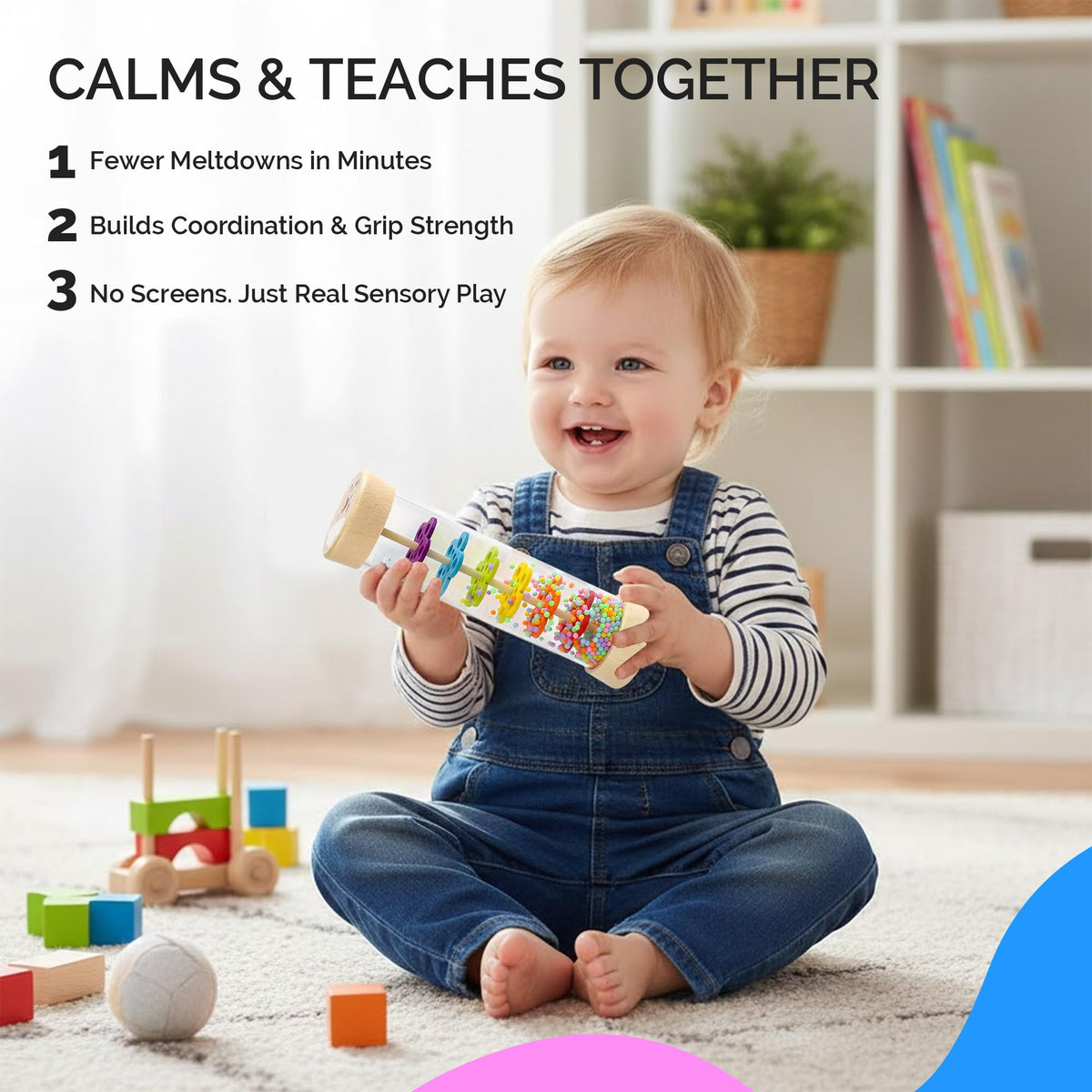 SmileyBubs Montessori Baby Toys 7-9 Months, Developmental Tools for 7+ Month Babies, Baby Sensory Toys - A Sliding Box, Mirror Puzzle, Stacking Cups
