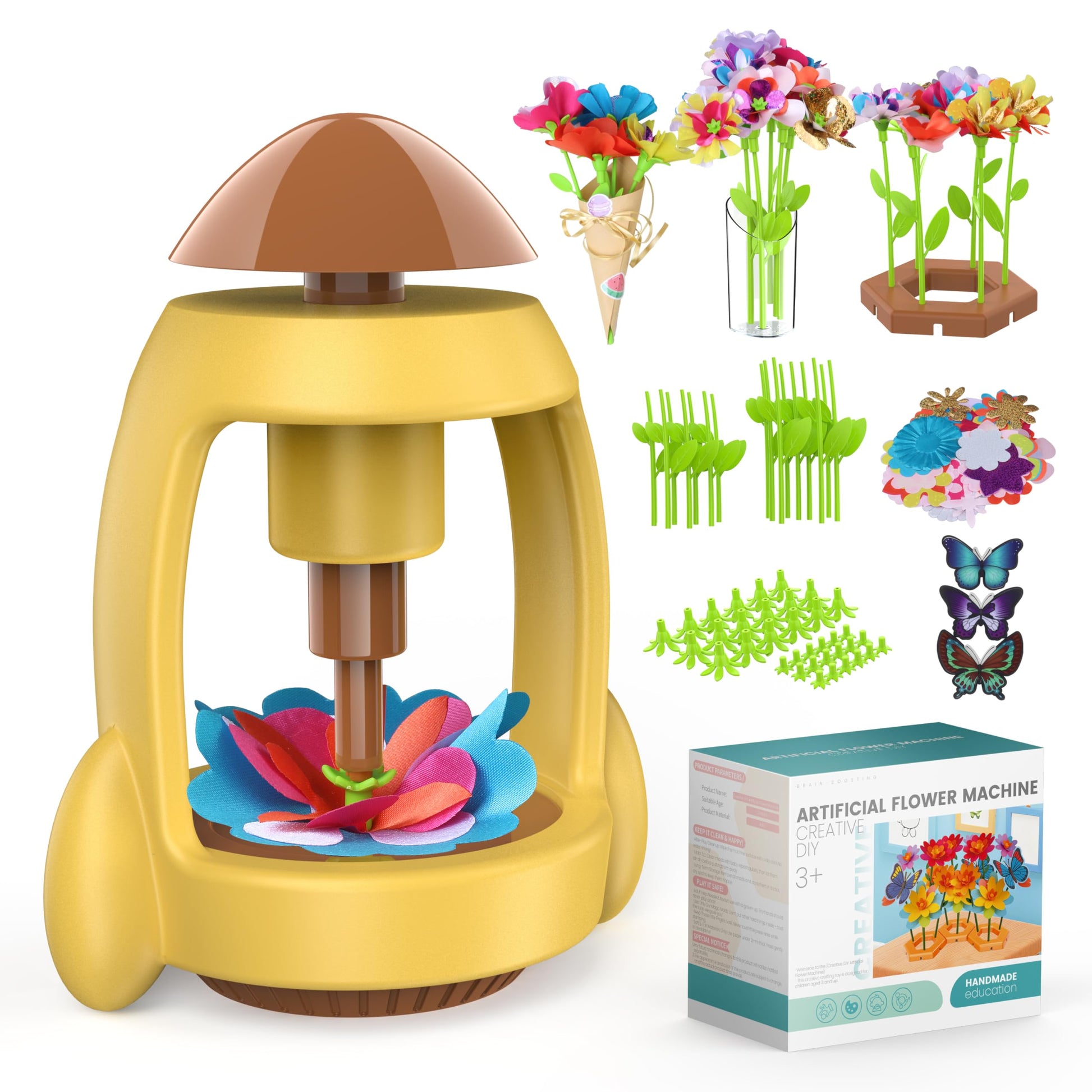 LELESUN DIY Fabric Flower Bouquets Toys, Craft Kits Toys for Kids, Flowers Market Toy, Arts & Crafts for Girls Ages 4 5 6 7 8?Educational Activity