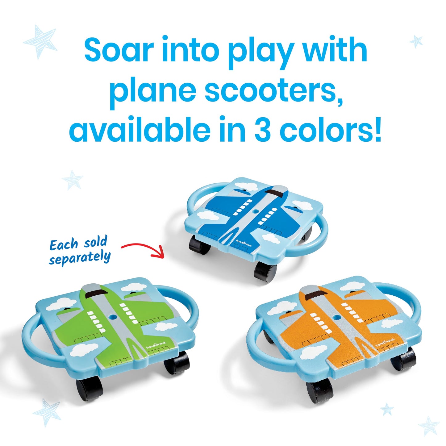hand2mind Orange Plane Glider Scooter Board, Gross Motor Toys, Ages 5+