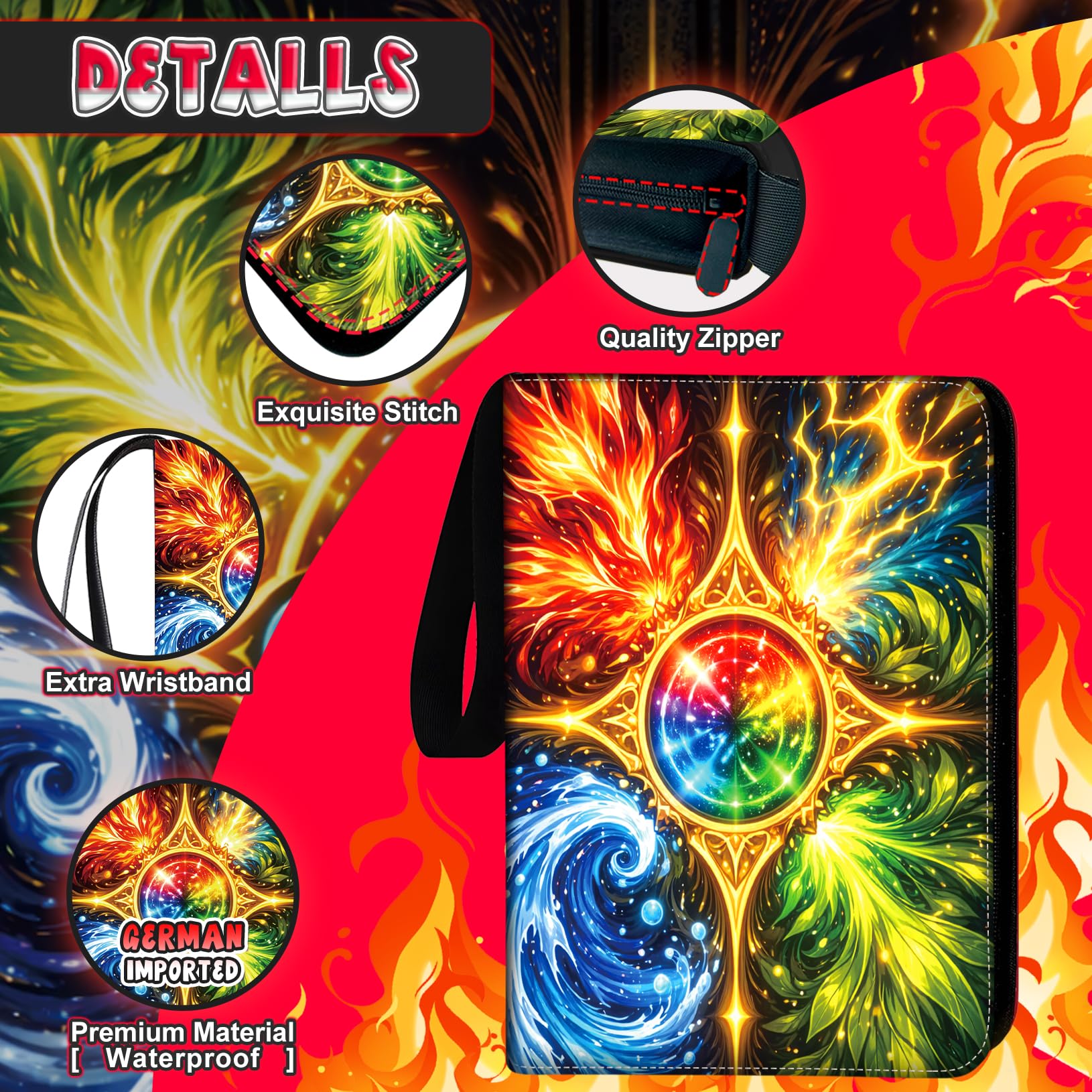 1008 Cards 9 Pocket Trading Card Binder, 3-Ring Trading Card Binder with 56 Page Removable Sleeves, High Storage Waterproof Trading Card Holder