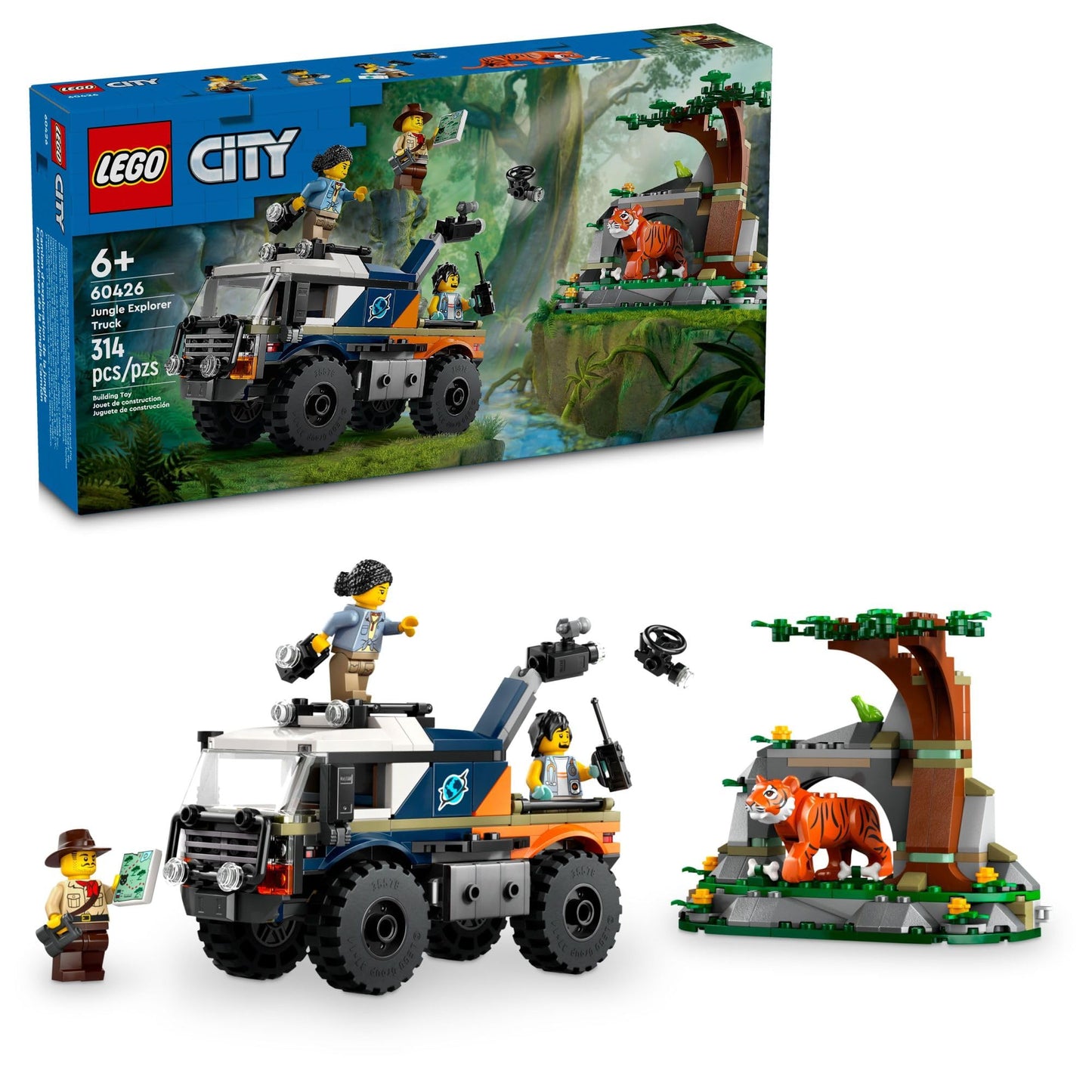 LEGO City Jungle Explorer Off-Road Truck, Jungle Toy Building Set for Kids Aged 6 and Up, Fun Birthday Gift Idea, Off-Road Truck Vehicle, 3 Adventurer