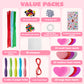 JOYIN Valentines Day 264 Pcs DIY Heart Felt Craft Set, Felt & Glitter Hearts & Wooden Beads & Plastic Eyes & Colorful Paper Ropes for Valentine's Day