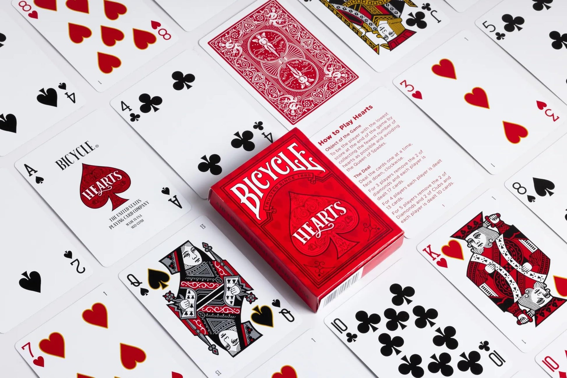 Bicycle Playing Cards 6 Deck Rider Back Red Hearts Collector's Bundle | 6 Decks Playing Cards with Highlighted Cards and Rules for the Game of Hearts.