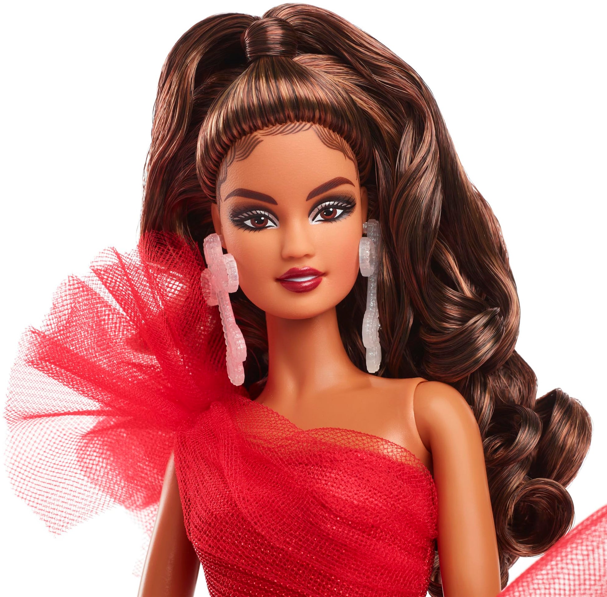 Barbie Signature 2024 Holiday Doll with Light Brown Hair in Plaid Gown, Collectible Toy in Displayable Packaging