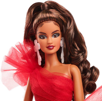 Barbie Signature 2024 Holiday Doll with Light Brown Hair in Plaid Gown, Collectible Toy in Displayable Packaging
