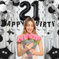 21st Birthday Decorations for Boys Girls, Happy Birthday Decorations for Her Him,21 Black and Silvery Party Kit Supplies