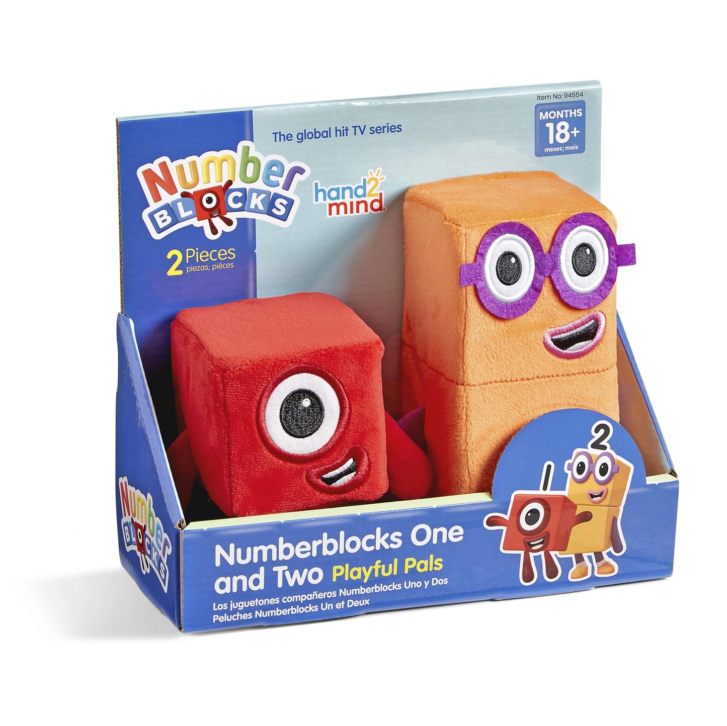 hand2mind Numberblocks One & Two Playful Pals, Plush Figure Toys, Numbers for Toddlers, Preschool Math Learning Toys, Stuffed Animal Plushies